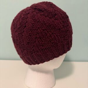 Burgundy Knit 100% Wool Beanie